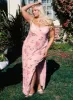 Emmeline Off The Shoulder Maxi Dress Pink Floral Curve sold by Princess Polly