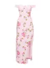 Emmeline Off The Shoulder Maxi Dress Pink Floral Curve sold by Princess Polly