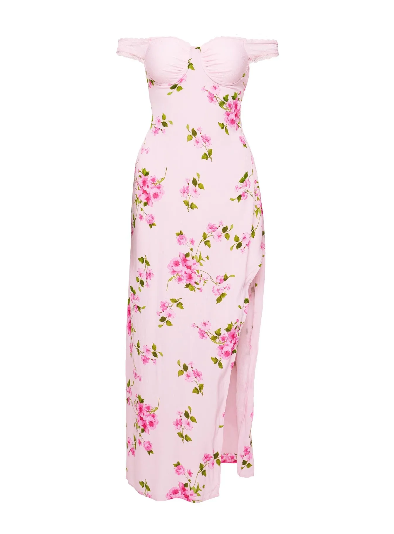 Emmeline Off The Shoulder Maxi Dress Pink Floral Curve sold by Princess Polly product image thumbnail 5