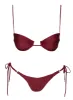 Vaughn Shine Double Tie Side Bikini Bottoms Burgundy sold by Princess Polly