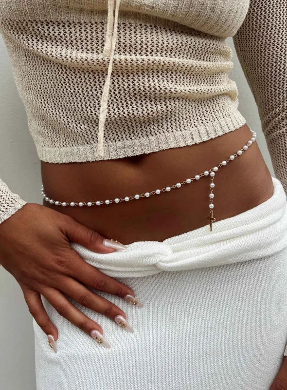 Menorca Chain Belt Pearl sold by Princess Polly