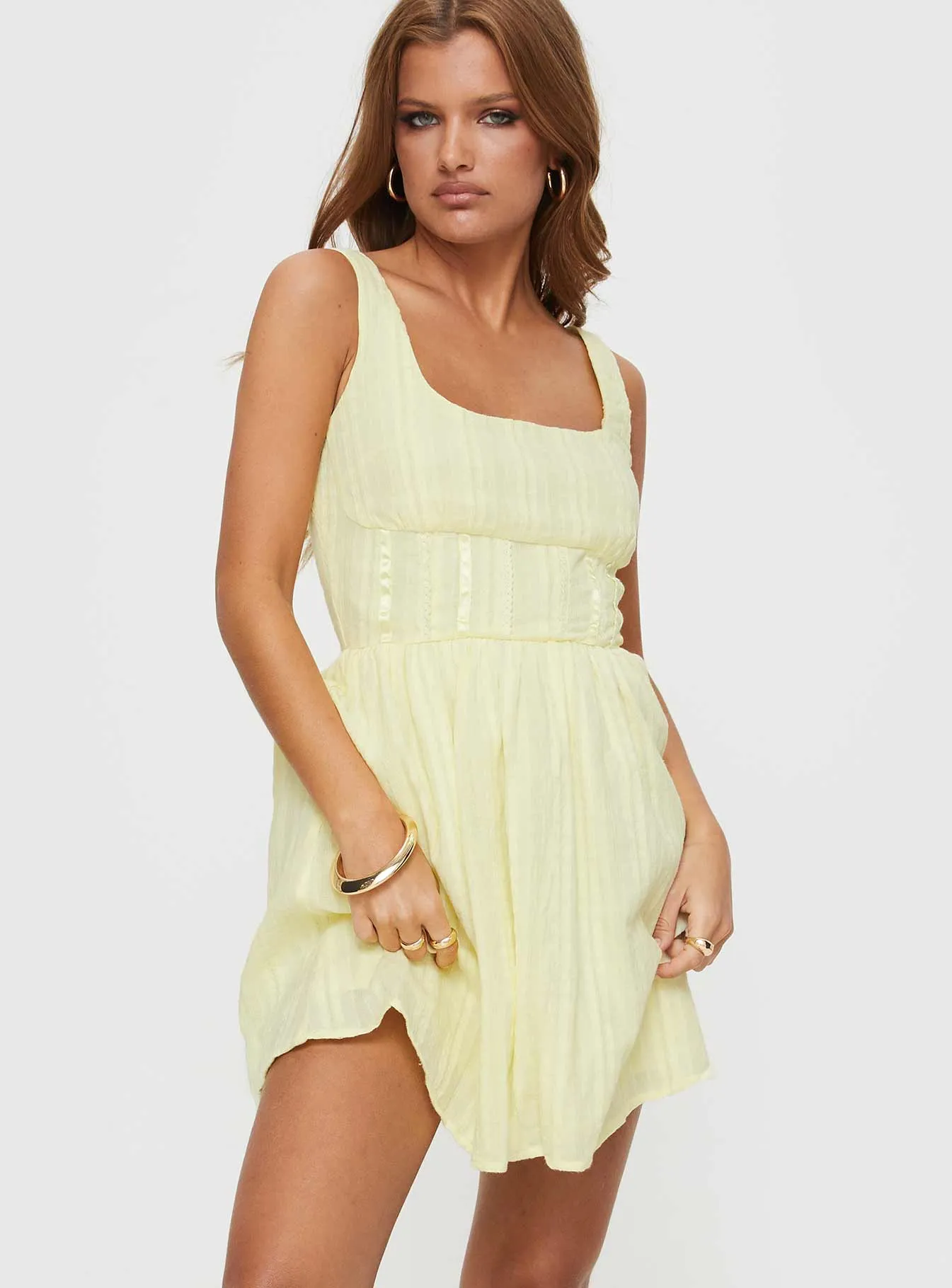 Lorinda Mini Dress Yellow Petite sold by Princess Polly product image thumbnail 2