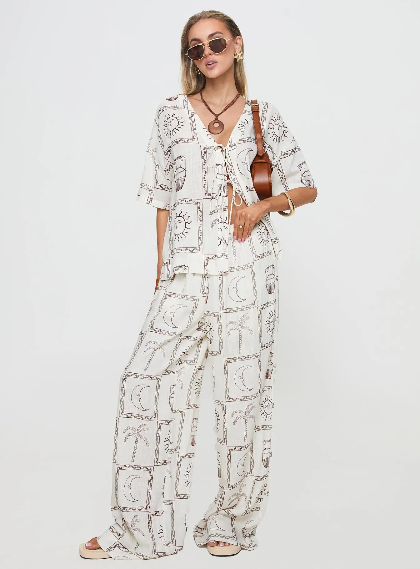 Sun Dream Pants Cream / Multi sold by Princess Polly product image thumbnail 3