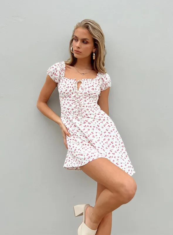 Lidia Mini Dress White Multi sold by Princess Polly