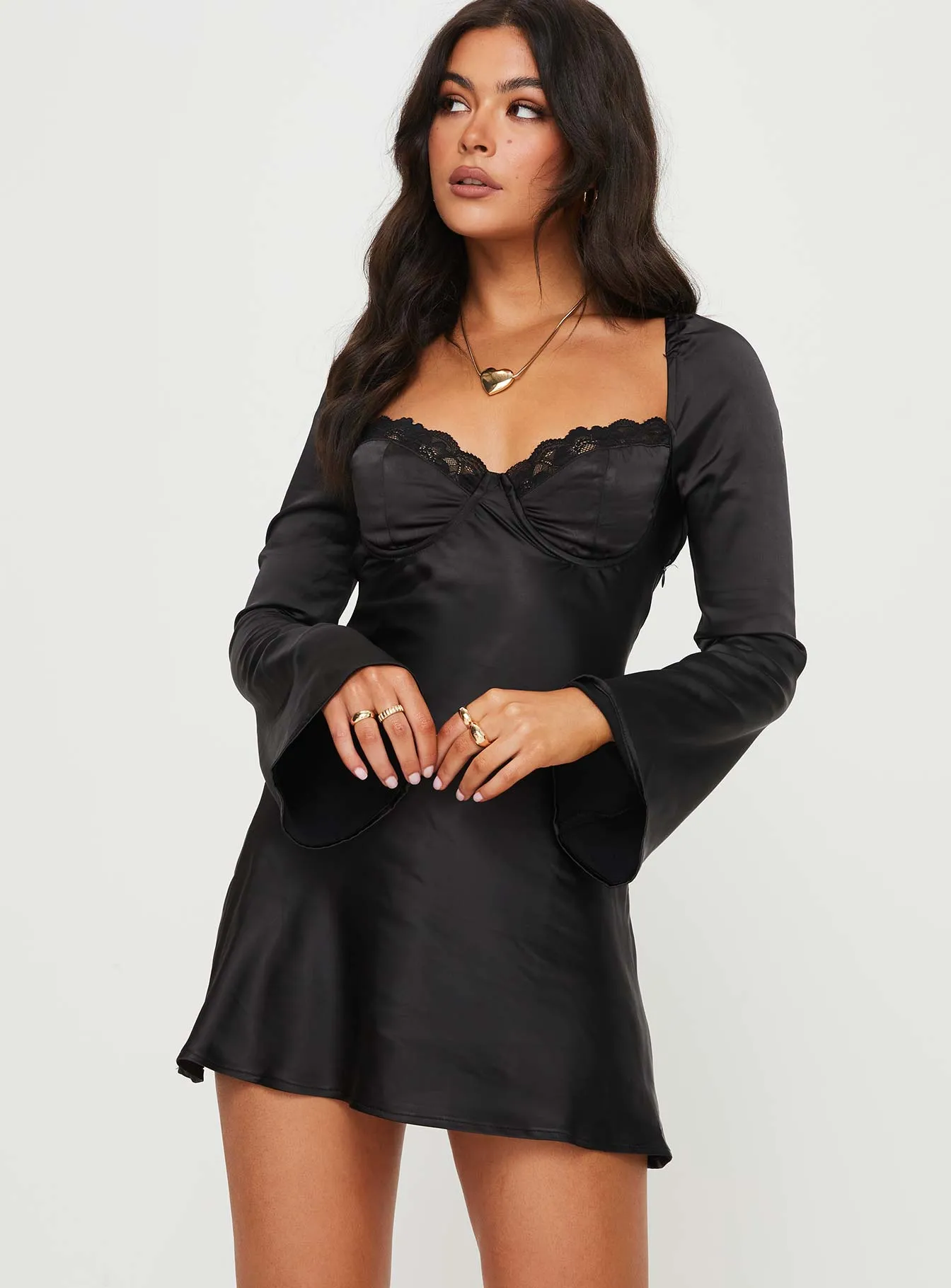 Moniz Long Sleeve Mini Dress Black sold by Princess Polly product image thumbnail 2