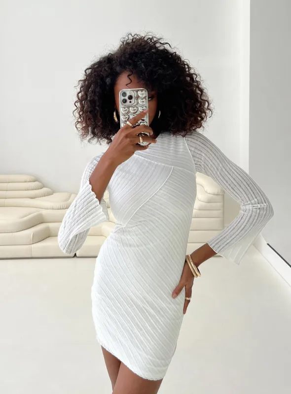 Raisa Long Sleeve Mini Dress White sold by Princess Polly