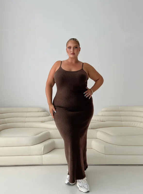 Kattan Maxi Dress Chocolate Curve sold by Princess Polly