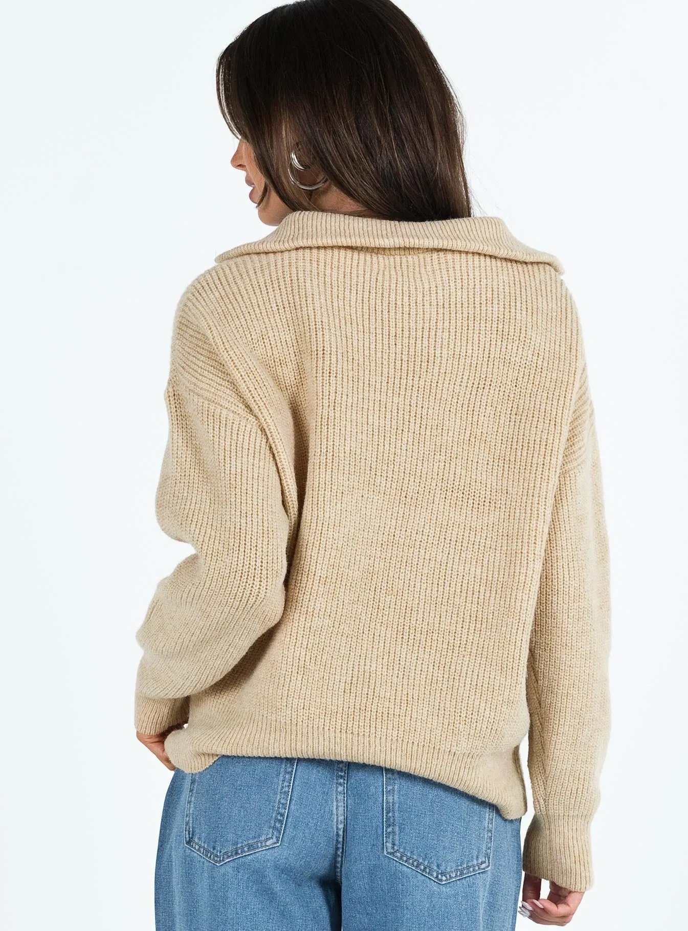 Ferry Zip Front Sweater Beige sold by Princess Polly product image thumbnail 5