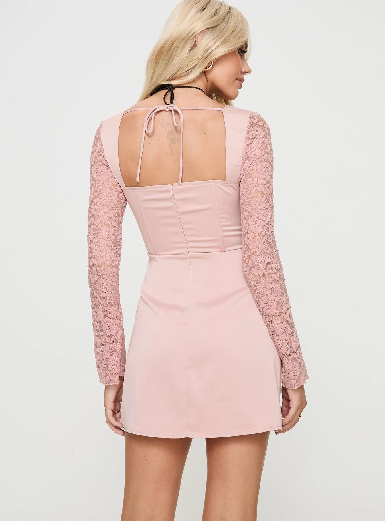 Markwell Long Sleeve Mini Dress Pink sold by Princess Polly product image thumbnail 4