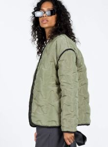 Haven Quilted Jacket Khaki sold by Princess Polly