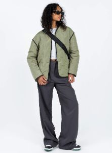 Haven Quilted Jacket Khaki sold by Princess Polly