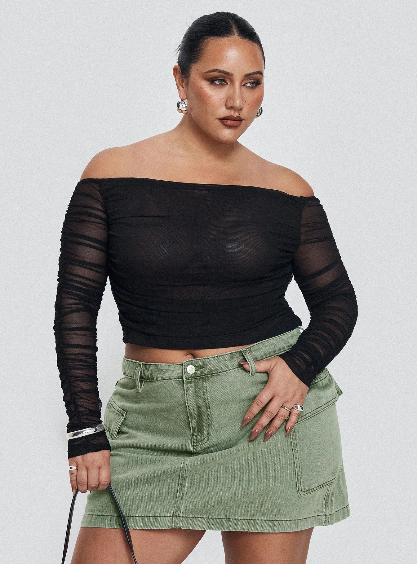 Hartford Off The Shoulder Top Black Curve sold by Princess Polly