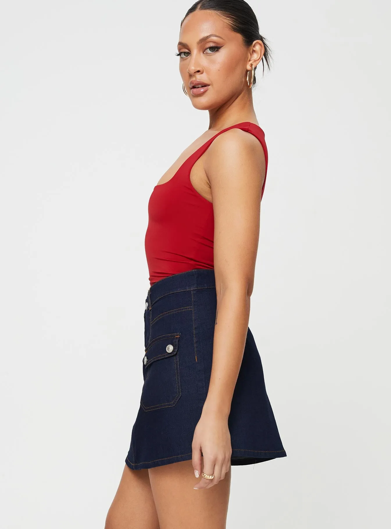 Mirrow Denim Mini Skirt Dark Wash sold by Princess Polly product image thumbnail 3