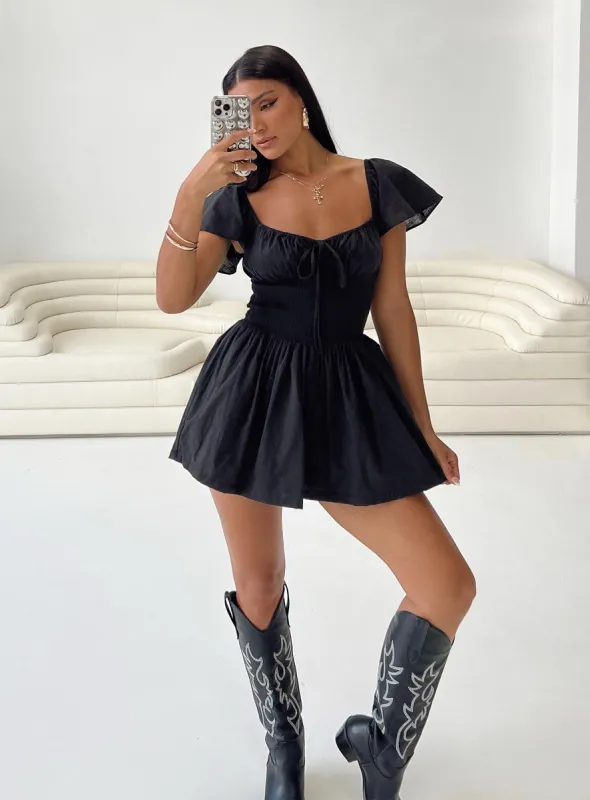 Front Row Romper Black sold by Princess Polly