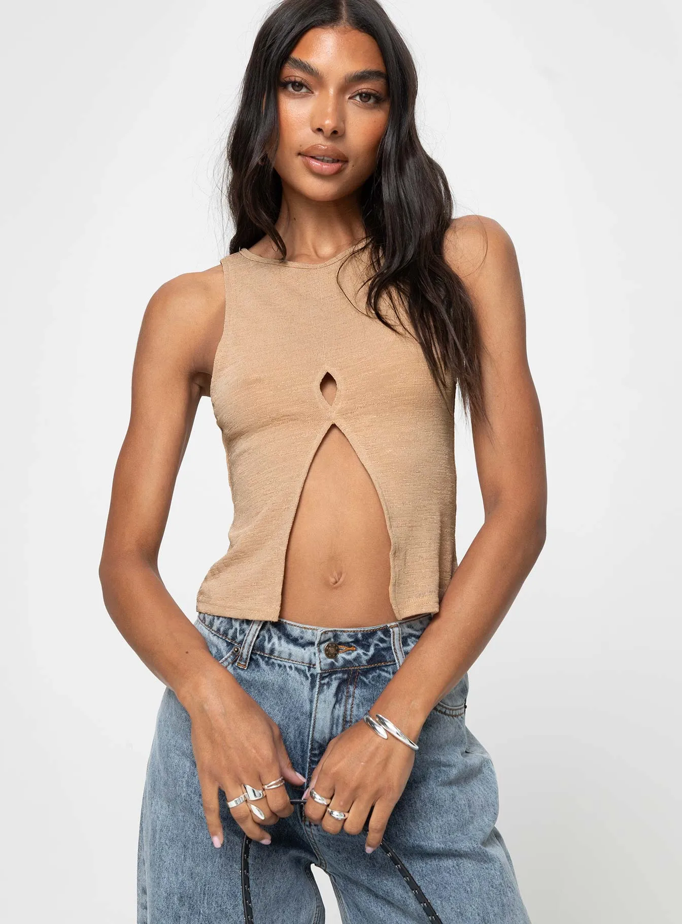 Lantau Tank Top Beige sold by Princess Polly product image thumbnail 2