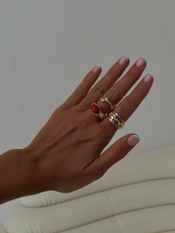 Esteban Ring Pack Gold / Red sold by Princess Polly