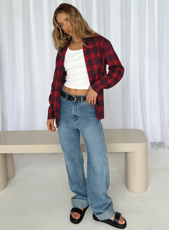 Deacon Shirt Red Tartan made by Princess Polly