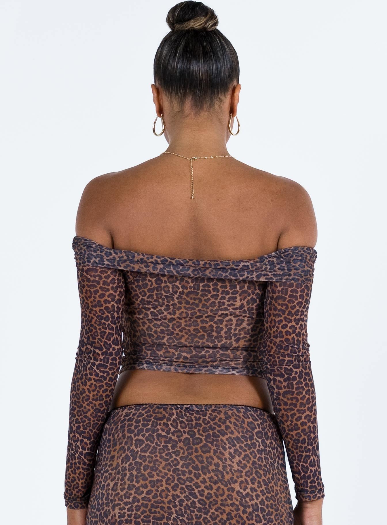 Motel Nagini Bardot Top Mesh Leopard sold by Princess Polly product image thumbnail 5
