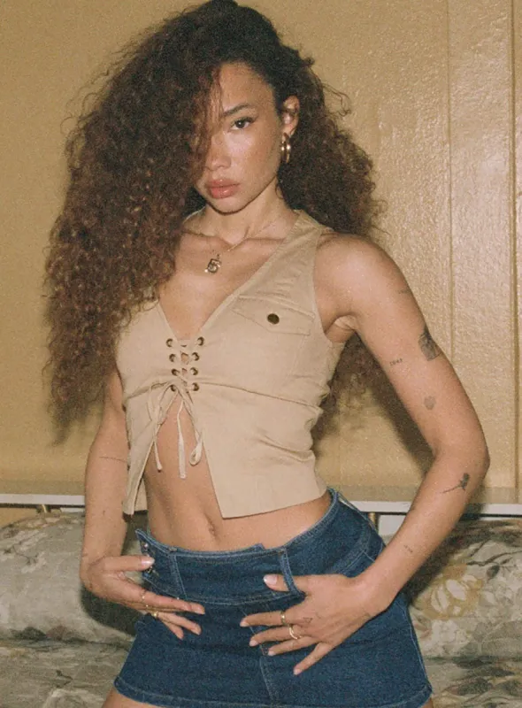 Synto Vest Top Taupe sold by Princess Polly