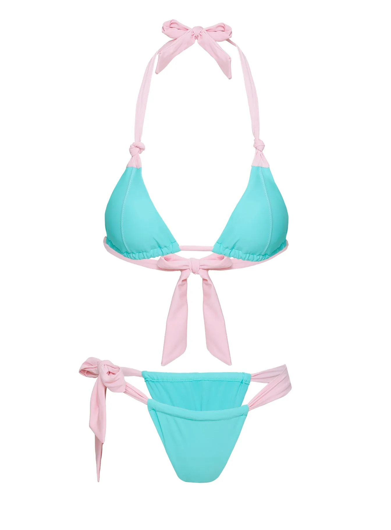 Avalee Ruched Tie One Side Bikini Bottoms Turquoise / Pink sold by Princess Polly product image thumbnail 5