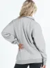 Princess Polly Quarter Zip Sweatshirt Cursive Text Grey Marle / Slate sold by Princess Polly