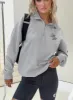 Princess Polly Quarter Zip Sweatshirt Cursive Text Grey Marle / Slate sold by Princess Polly