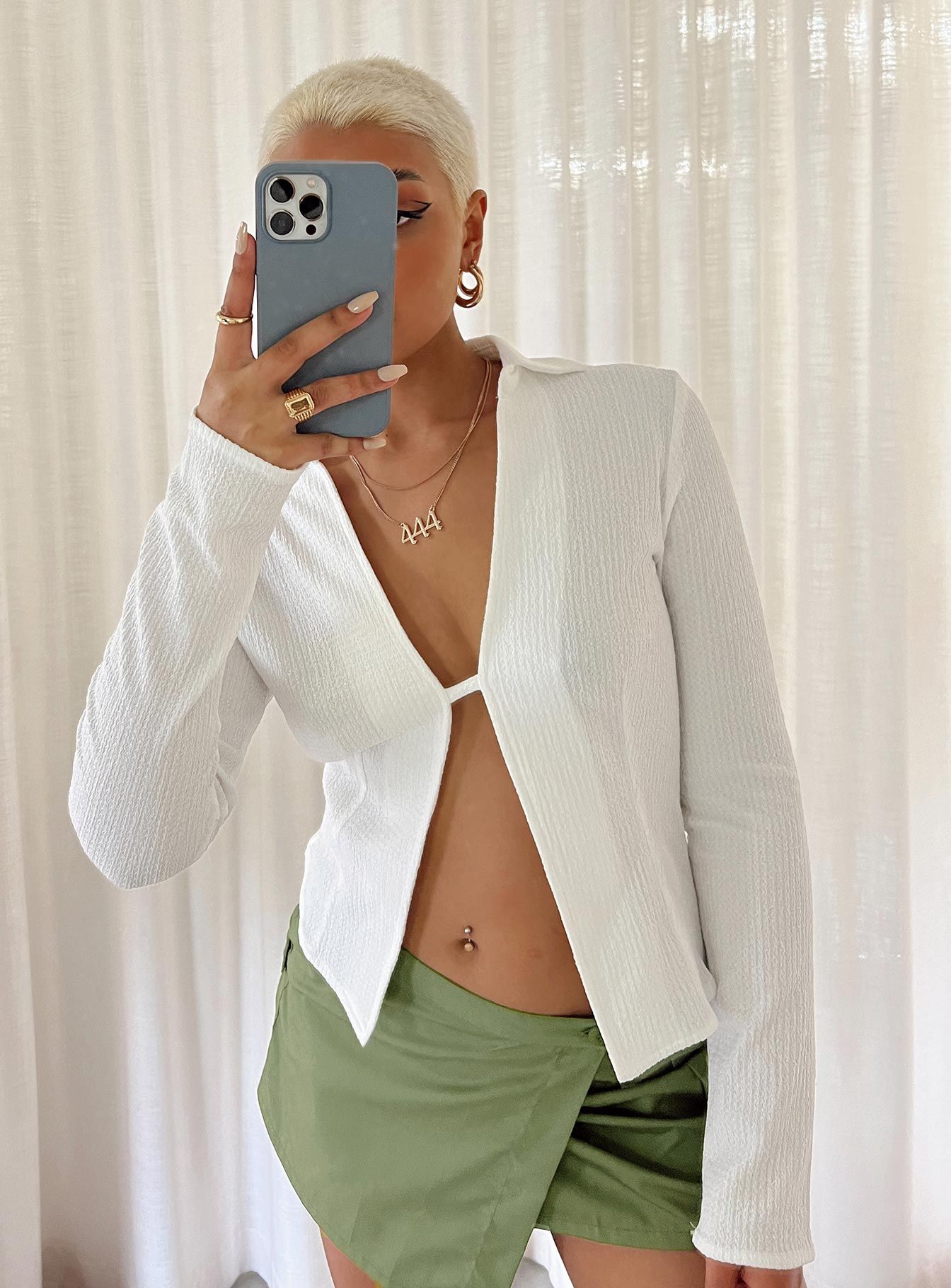 Haddock Long Sleeve Top White sold by Princess Polly