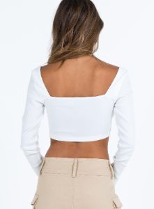 Boyce Long Sleeve Top White sold by Princess Polly