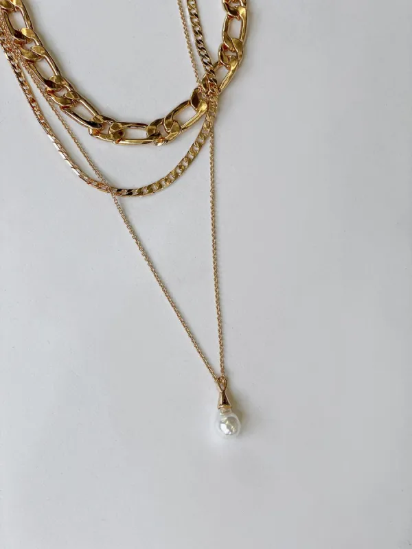 Harney Pearl Drop Necklace Gold / White sold by Princess Polly