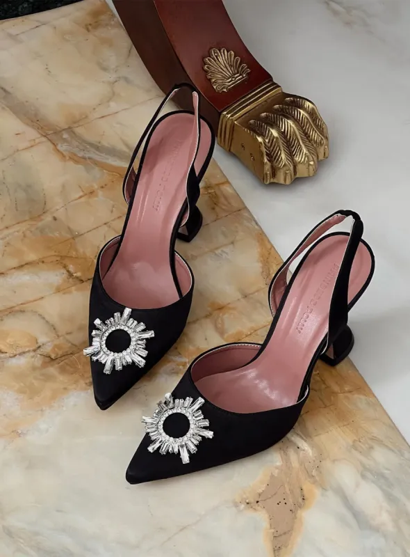 Alena Jewel Slingback Heels Black sold by Princess Polly