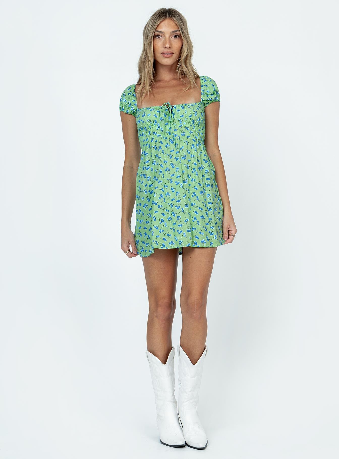 Motel Galova Mini Dress Lime Floral sold by Princess Polly product image thumbnail 2