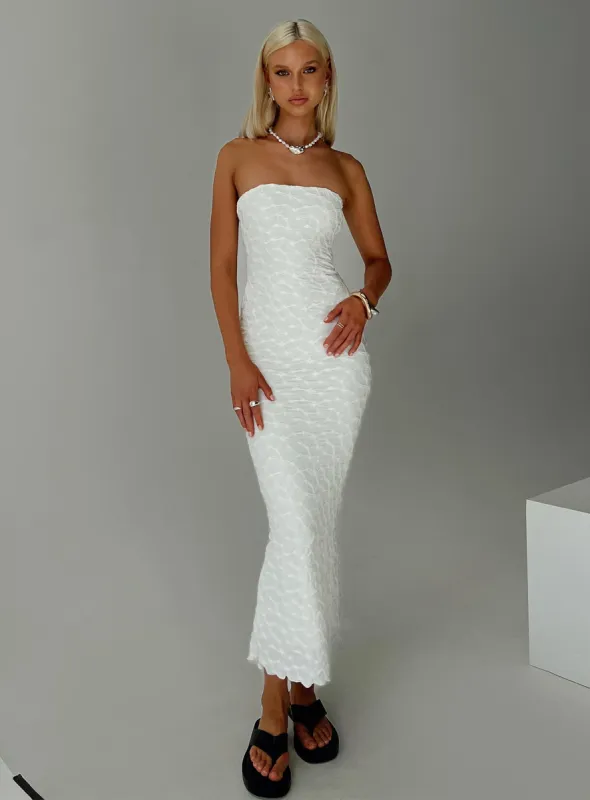 Jaxx Strapless Maxi Dress White sold by Princess Polly