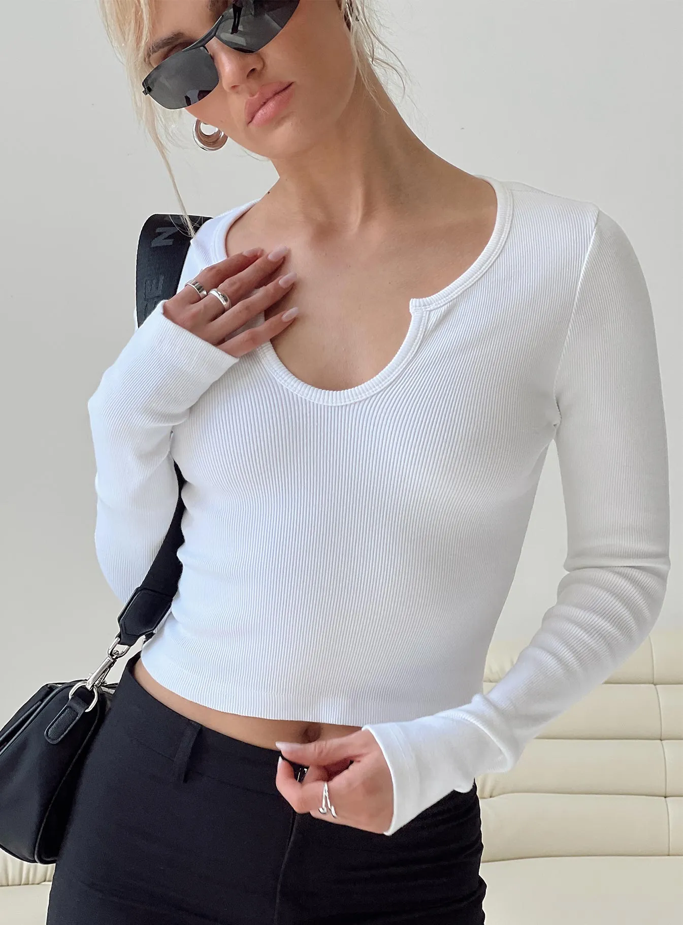 Morelle Long Sleeve Top White sold by Princess Polly