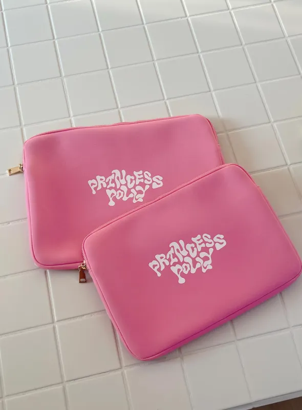 Princess Polly Laptop Case Squiggle Text Pink sold by Princess Polly