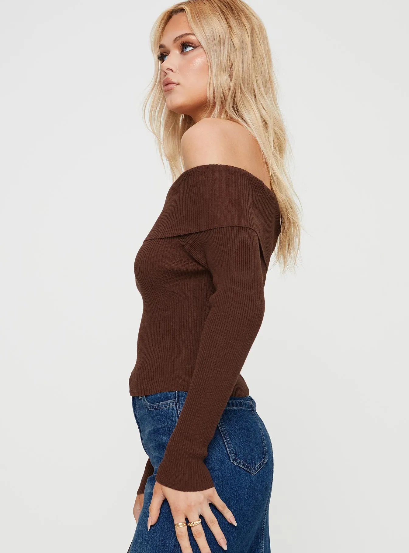 Infinity Off The Shoulder Top Brown sold by Princess Polly product image thumbnail 3