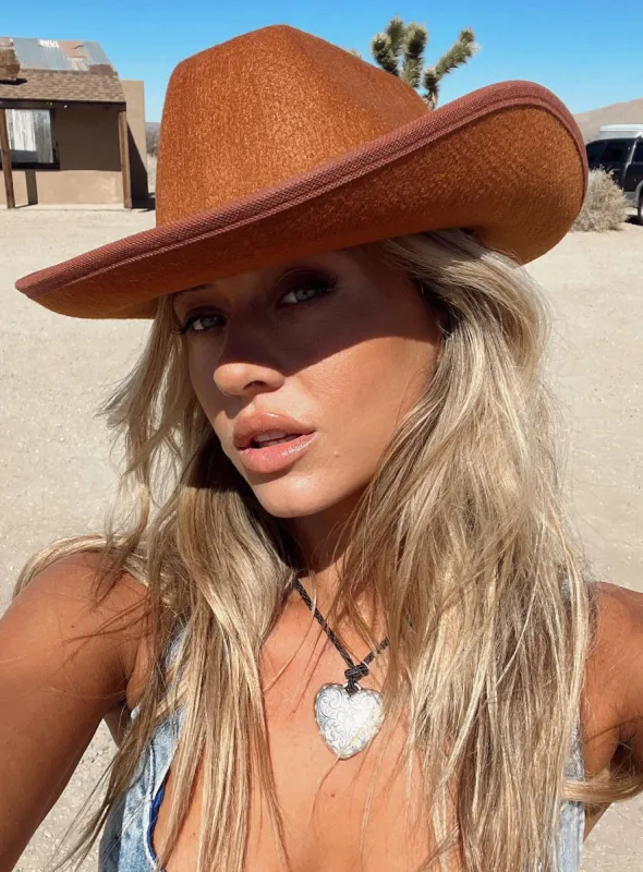 Ella-rae Cowboy Hat Brown sold by Princess Polly