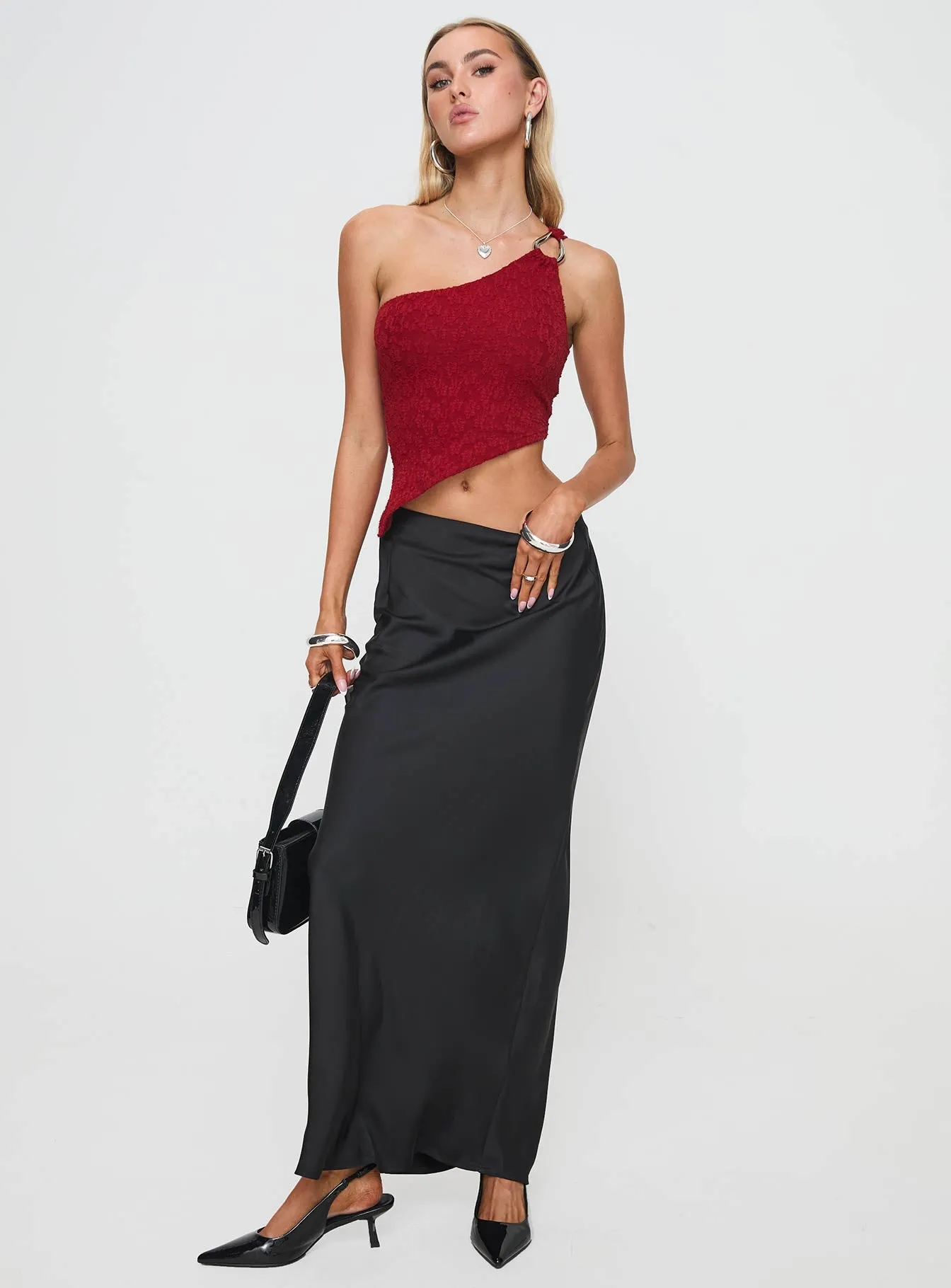 Toomba One Shoulder Top Blurred Lace Red sold by Princess Polly product image thumbnail 2