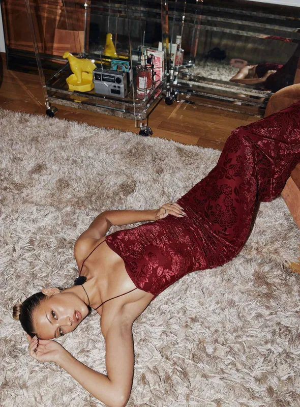 Zotta Maxi Dress Burgundy sold by Princess Polly