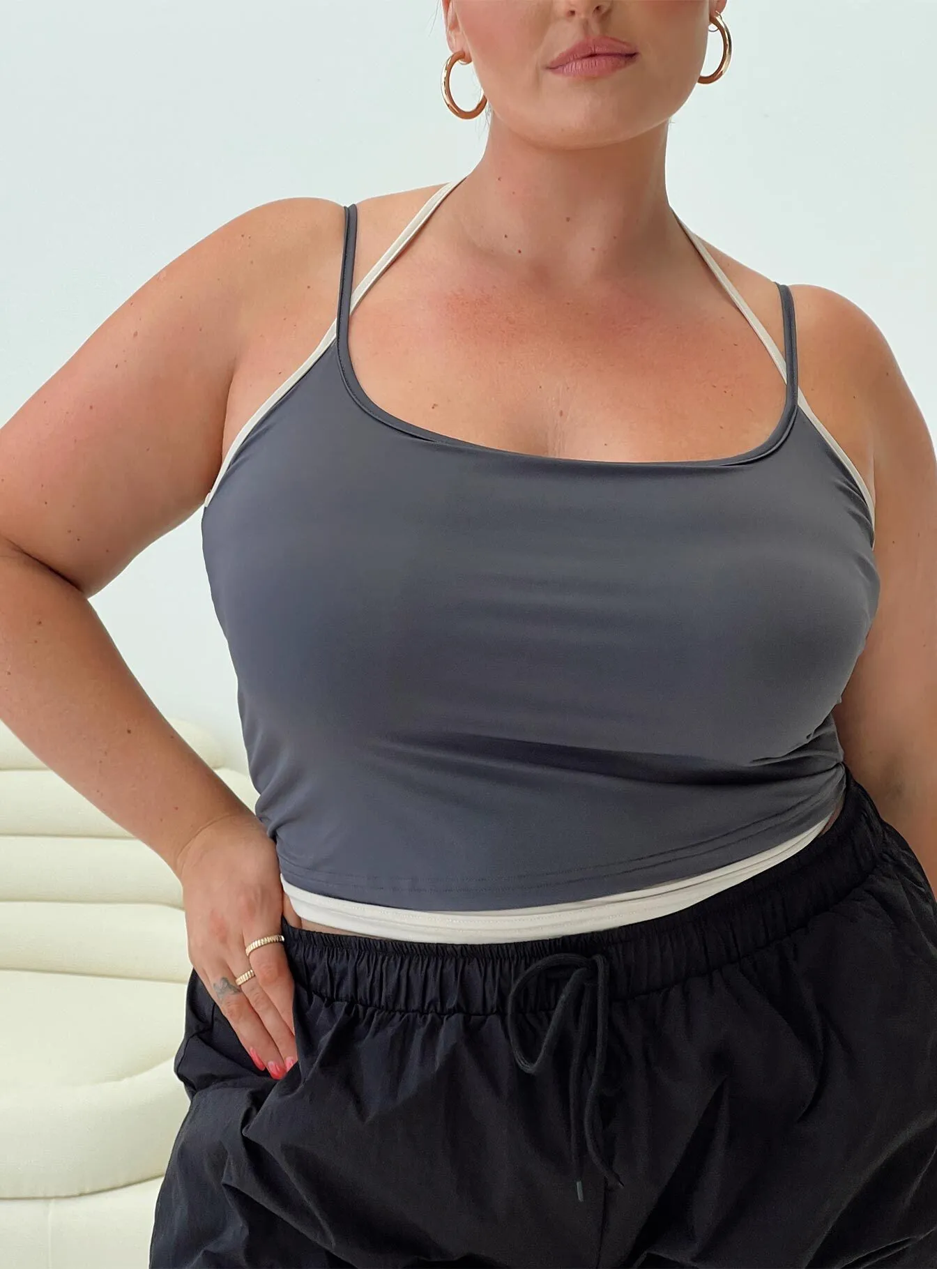 Premier Layered Tank Top Slate Curve sold by Princess Polly