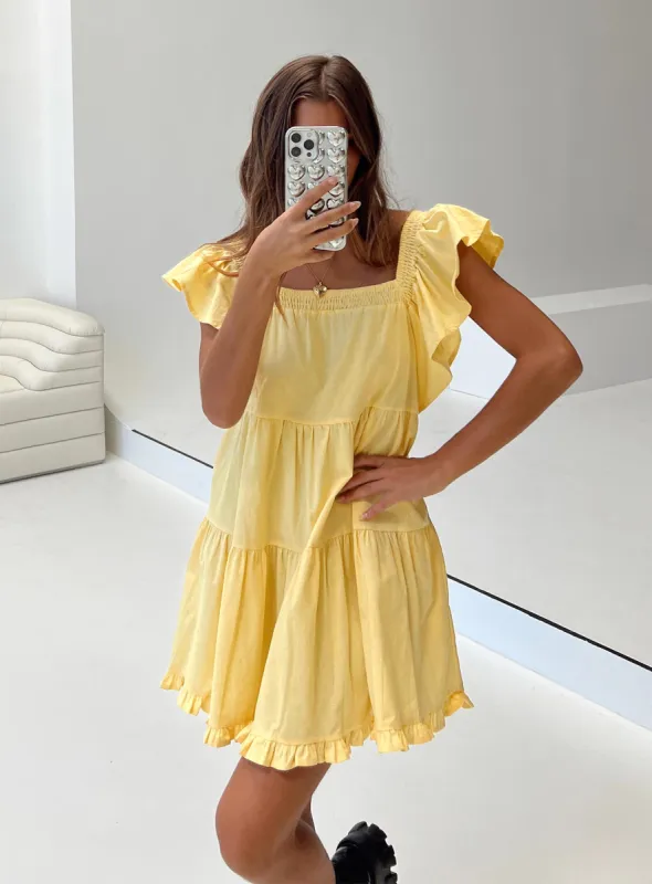 Jayson Mini Dress Yellow sold by Princess Polly