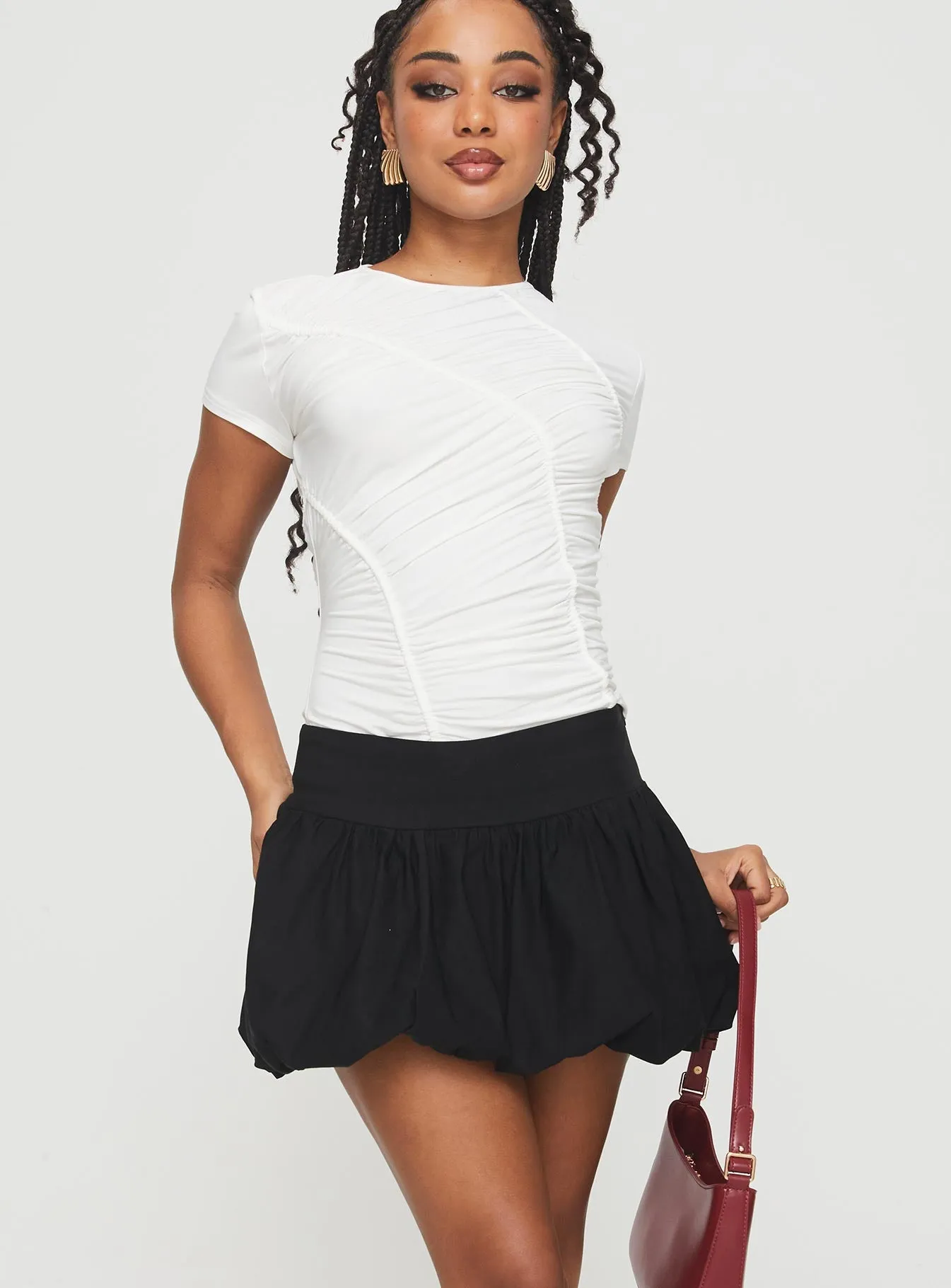 Mersale Bubble Hem Mini Skirt Black sold by Princess Polly product image thumbnail 2