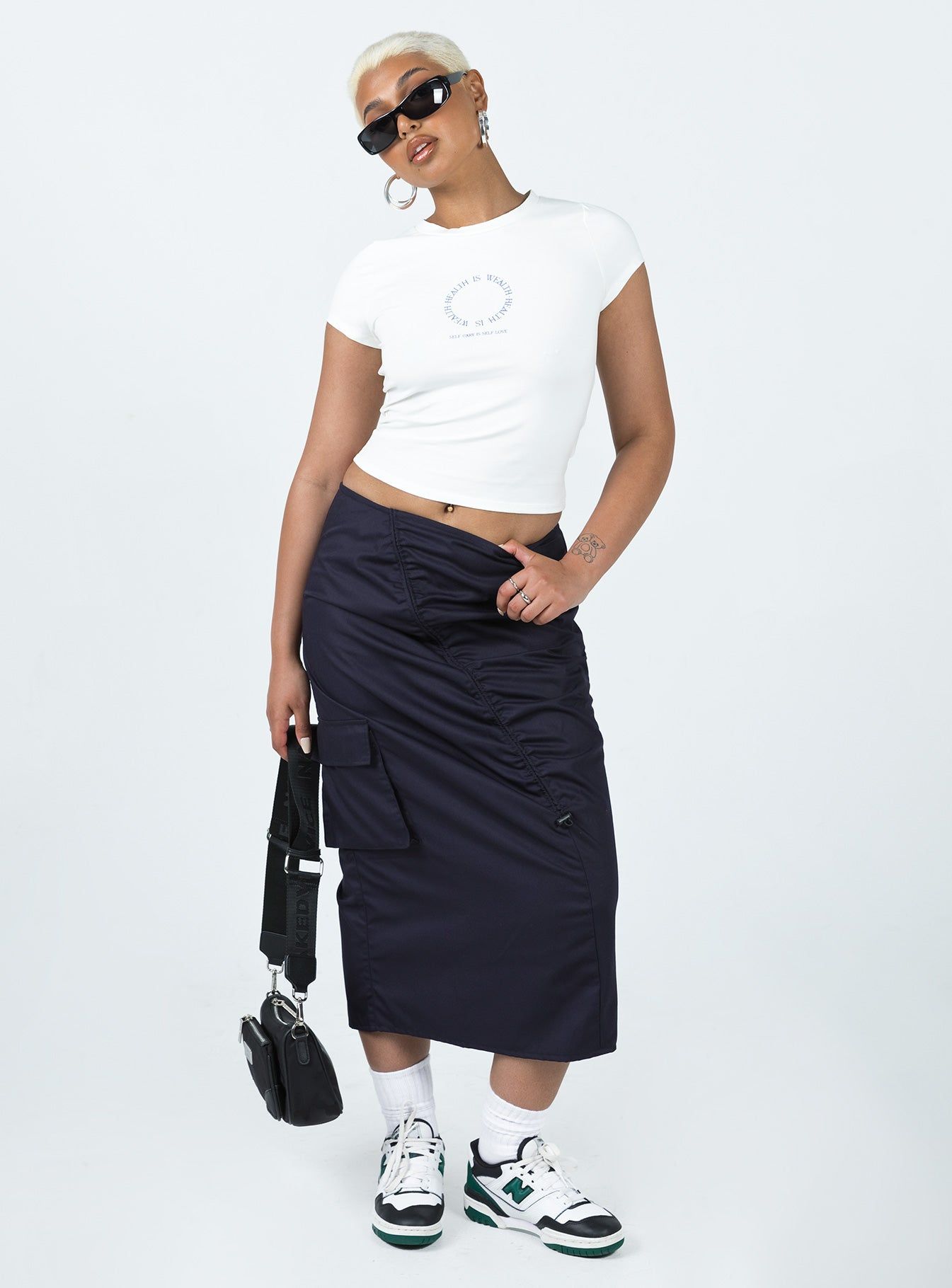 Motel Enore Skirt Navy sold by Princess Polly product image thumbnail 3