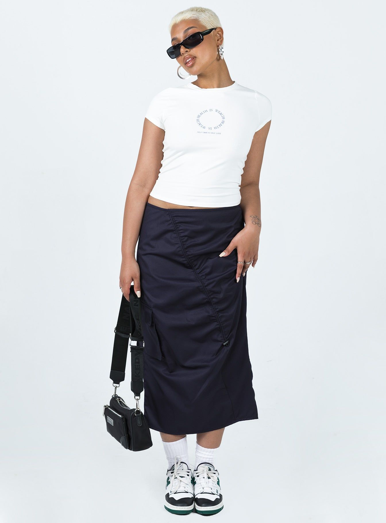 Motel Enore Skirt Navy sold by Princess Polly product image thumbnail 2