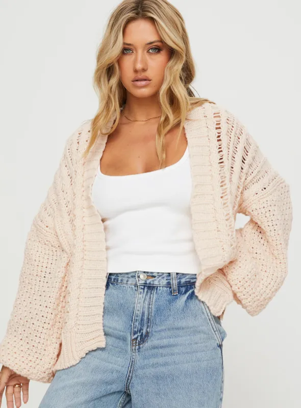 Abner Cable Cardigan Beige sold by Princess Polly