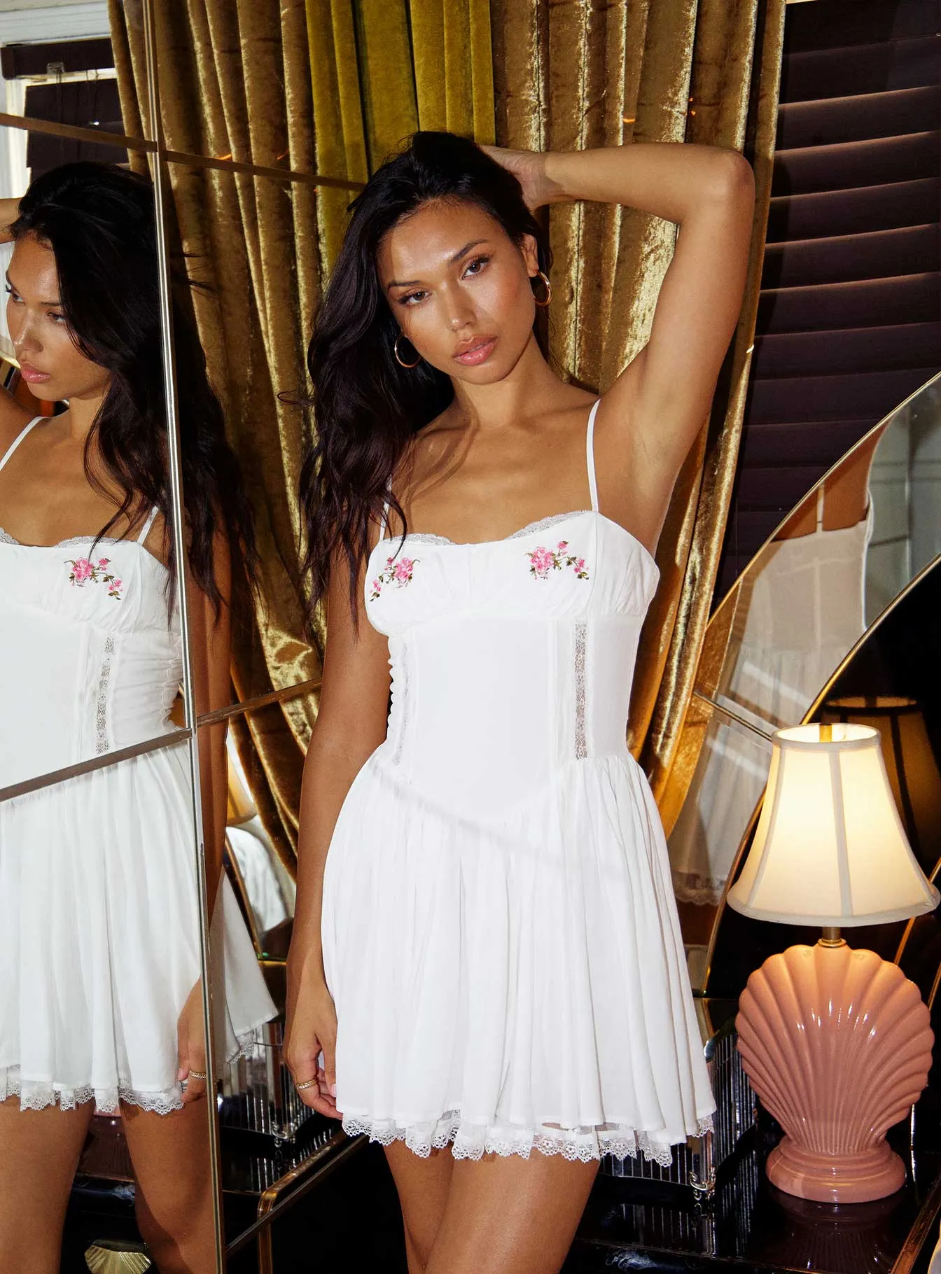 Zahra-rose Mini Dress White sold by Princess Polly