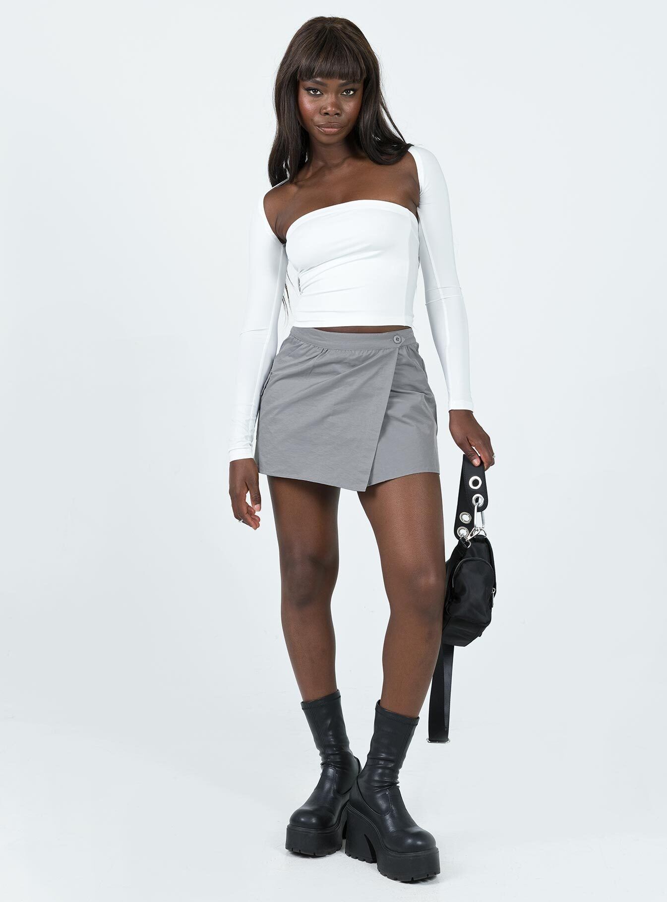 Not Going Home Mini Skirt Grey sold by Princess Polly product image thumbnail 3