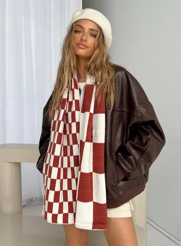 Sage Check Scarf Red / White sold by Princess Polly