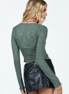 Markham Long Sleeve Top Green sold by Princess Polly