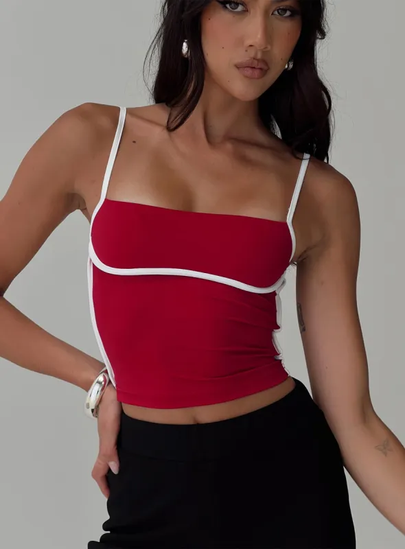 Maidenwell Contrast Top Red sold by Princess Polly