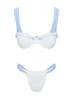 This Summer Underwire Bikini Top Blue / White sold by Princess Polly